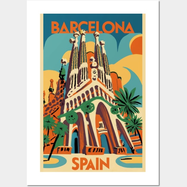 A Vintage Travel Art of Barcelona - Spain Wall Art by goodoldvintage